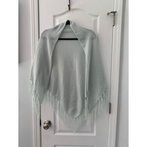 Subtle Luxury Mint Green 100% Cashmere Fringe Wrap Shawl Scarf OS